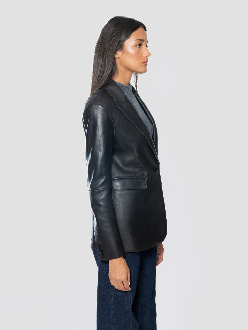 2026 New Arrival Blazer in Pelle d'Agnello Nero