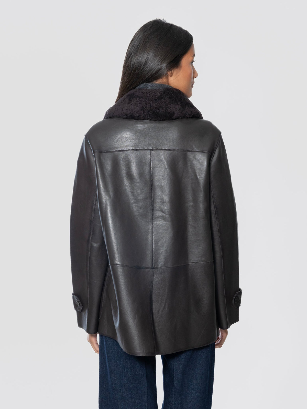 2026 New Arrival Giaccone in Pelle con Collo Furry Testa di Moro