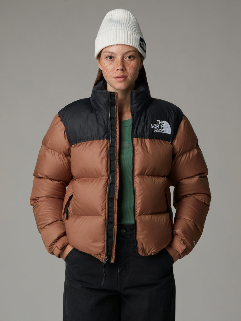 Giacca Retro Nuptse Squadrato da Donna Marrone