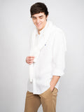 2026 New Arrival Camicia in lino Slim Fit Bianco