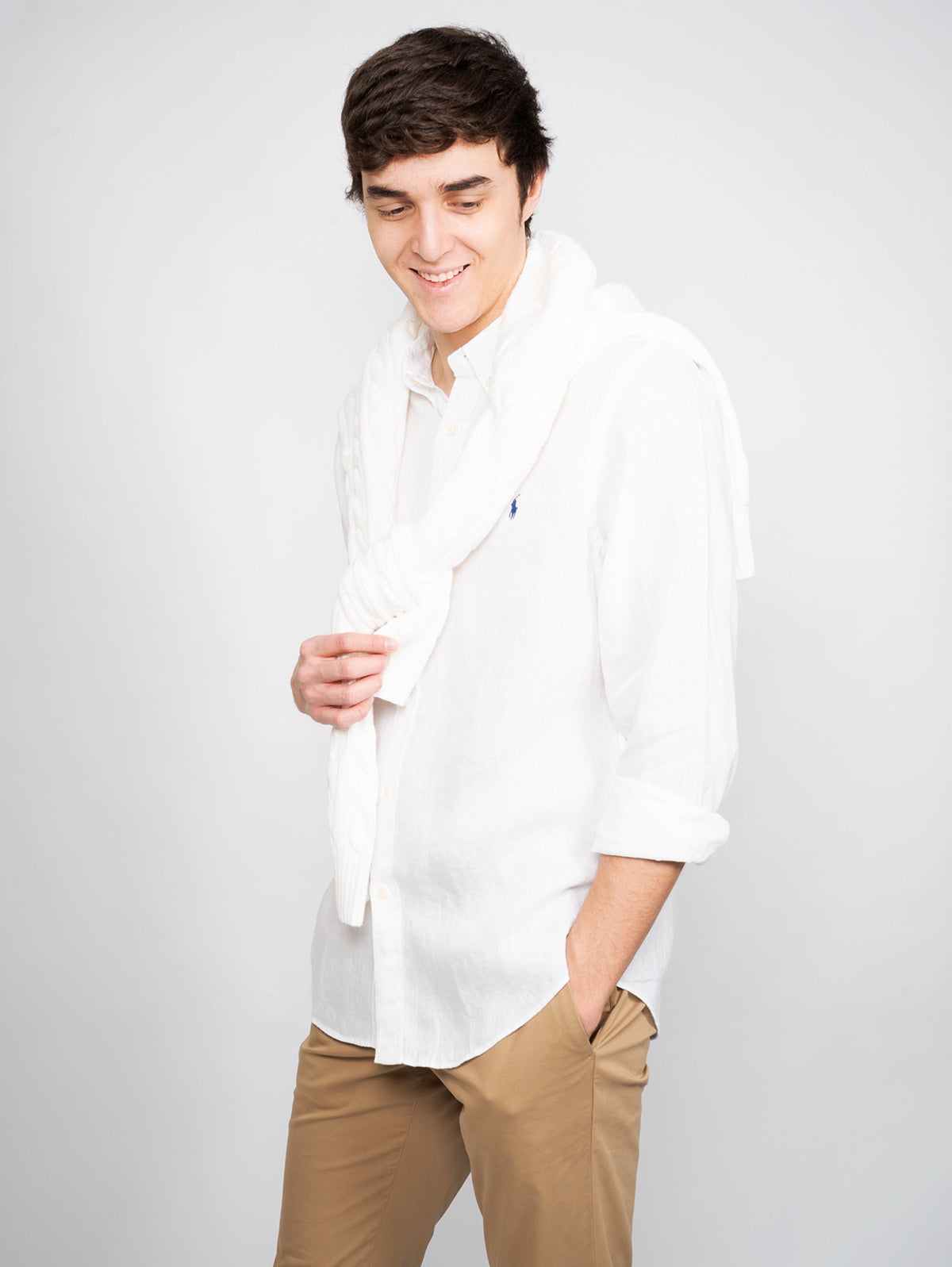 2026 New Arrival Camicia in lino Slim Fit Bianco