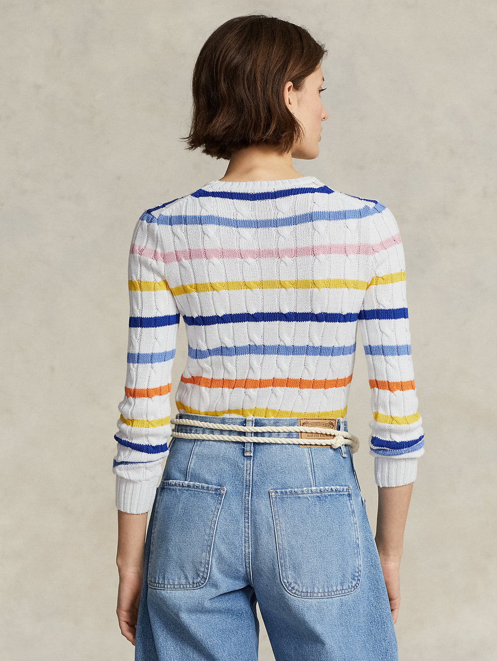 2026 New Arrival Maglia a Trecce con Righe Bianco