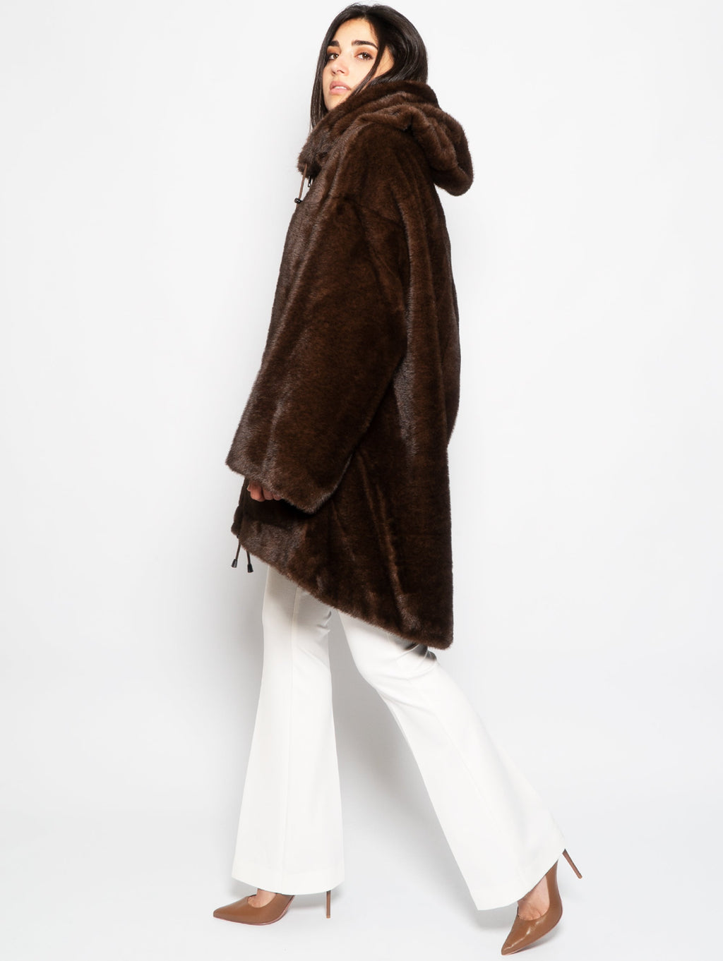 2026 New Arrival Parka con Cappuccio in Eco Pelliccia Visone