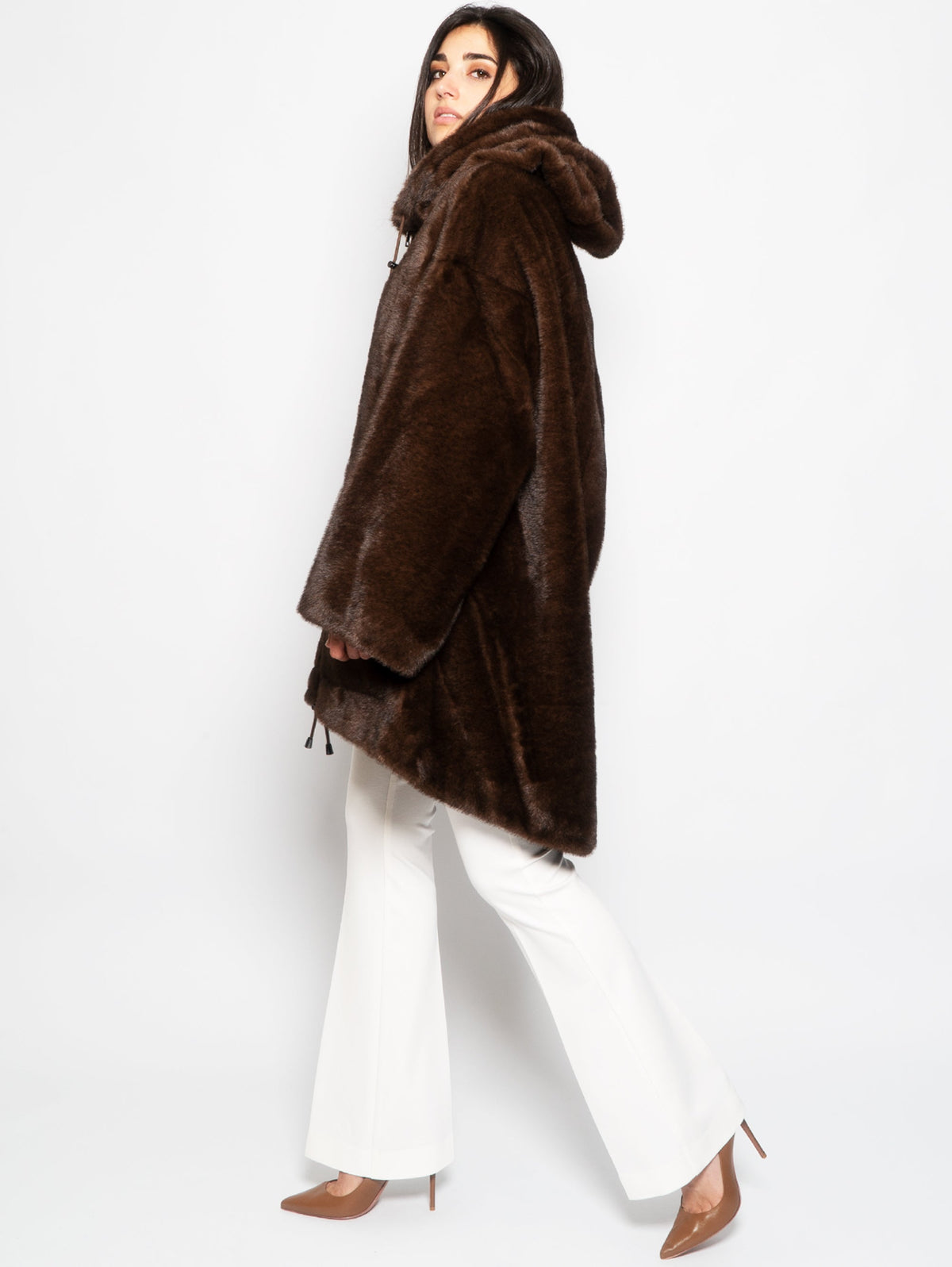 2026 New Arrival Parka con Cappuccio in Eco Pelliccia Visone