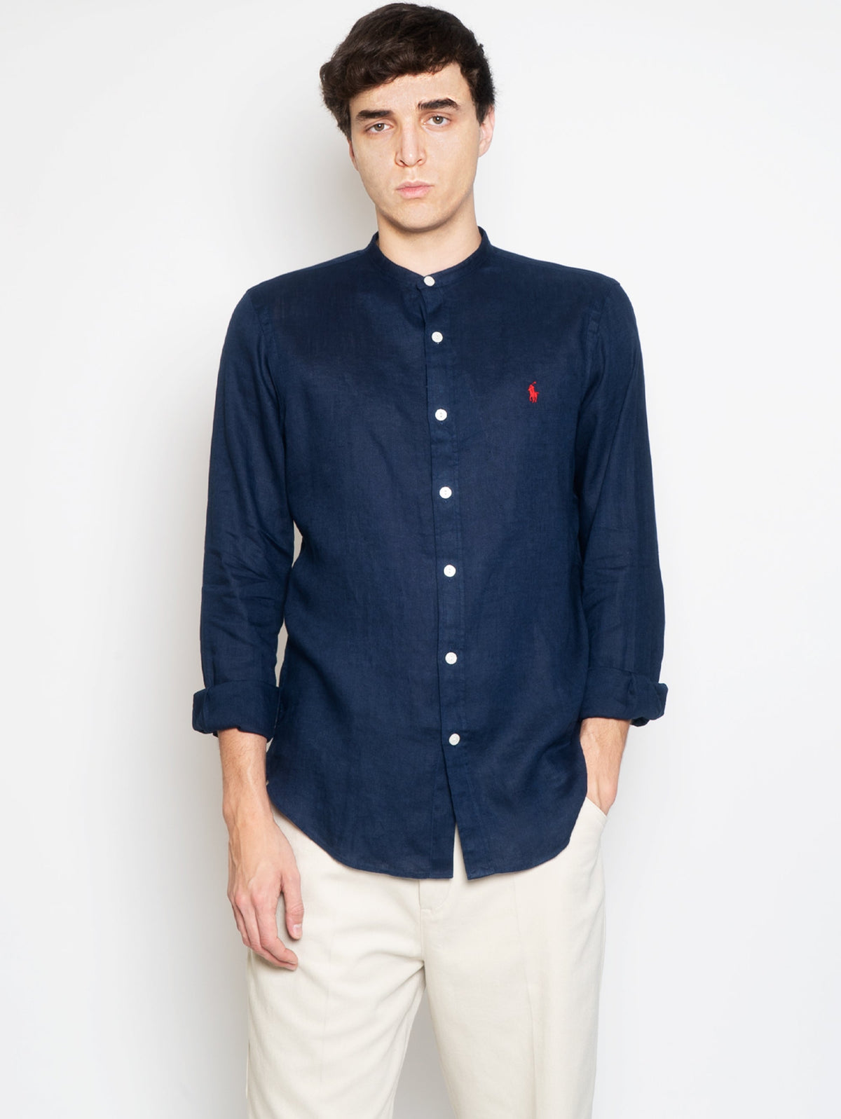2026 New Arrival Camicia in Lino Collo alla Coreana Blu