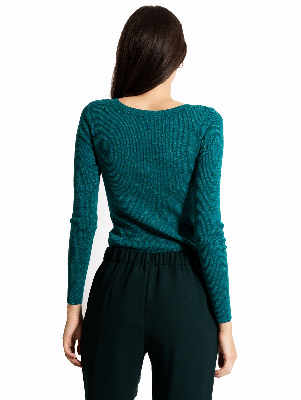 2026 New Arrival Maglia con Scollo a V in Lurex Verde