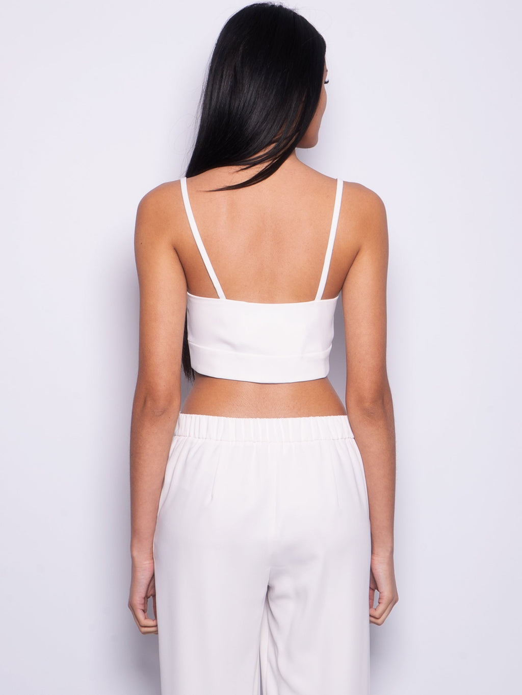 2026 New Arrival Top Cropped con Scollo a V Panna