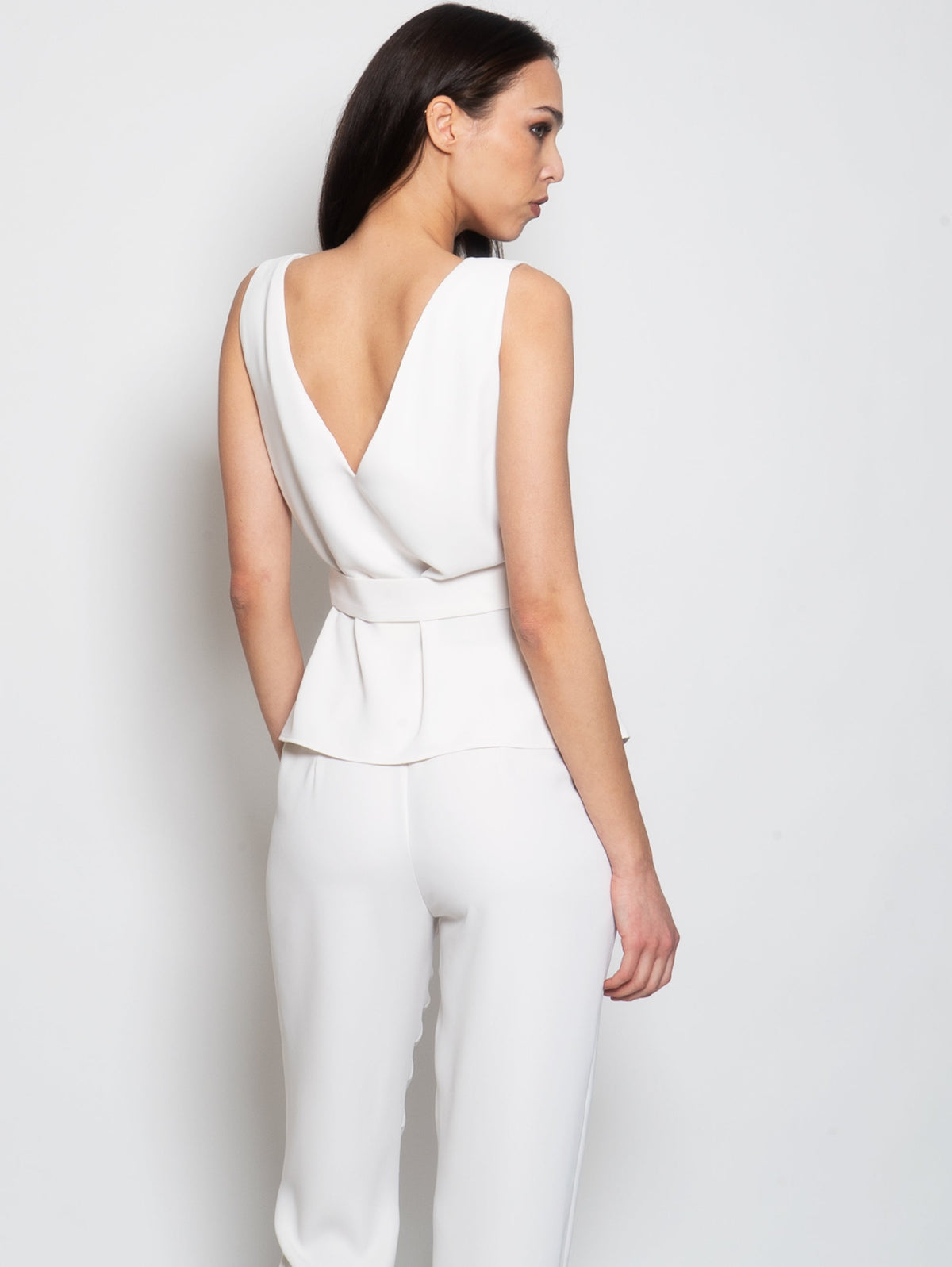 2026 New Arrival Top Senza Maniche con Cintura Panna