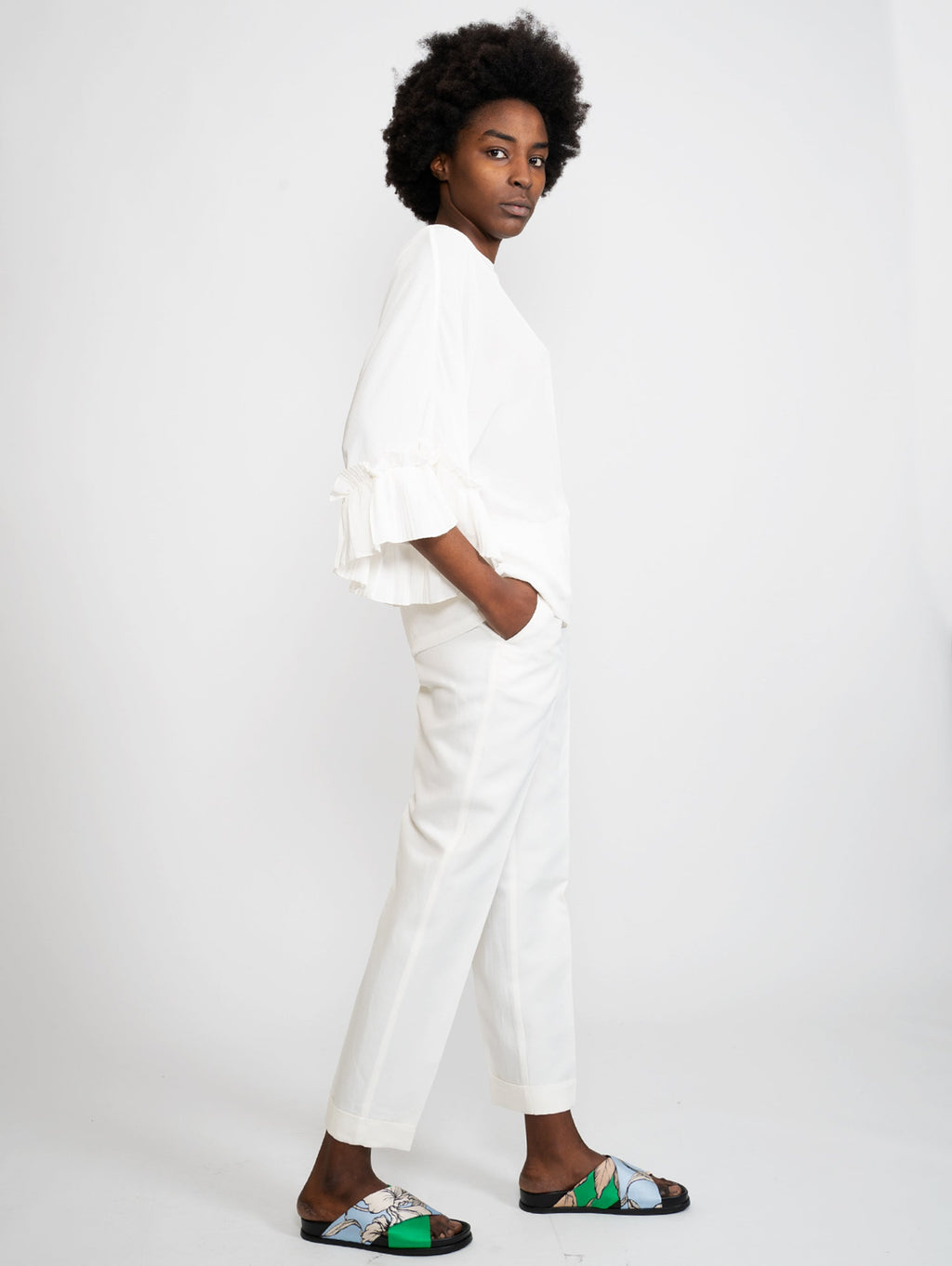 2026 New Arrival Pantalone in Misto Lino Panna