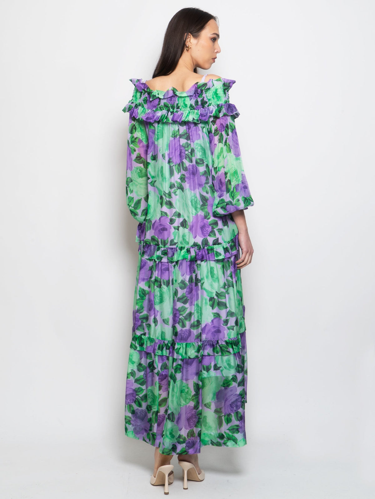 2026 New Arrival Abito in Seta Floreale Verde