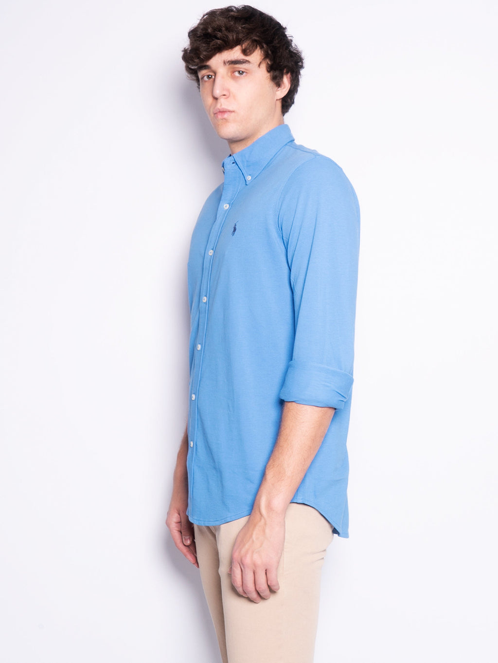 2026 New Arrival Camicia in Piqué di Cotone Celeste