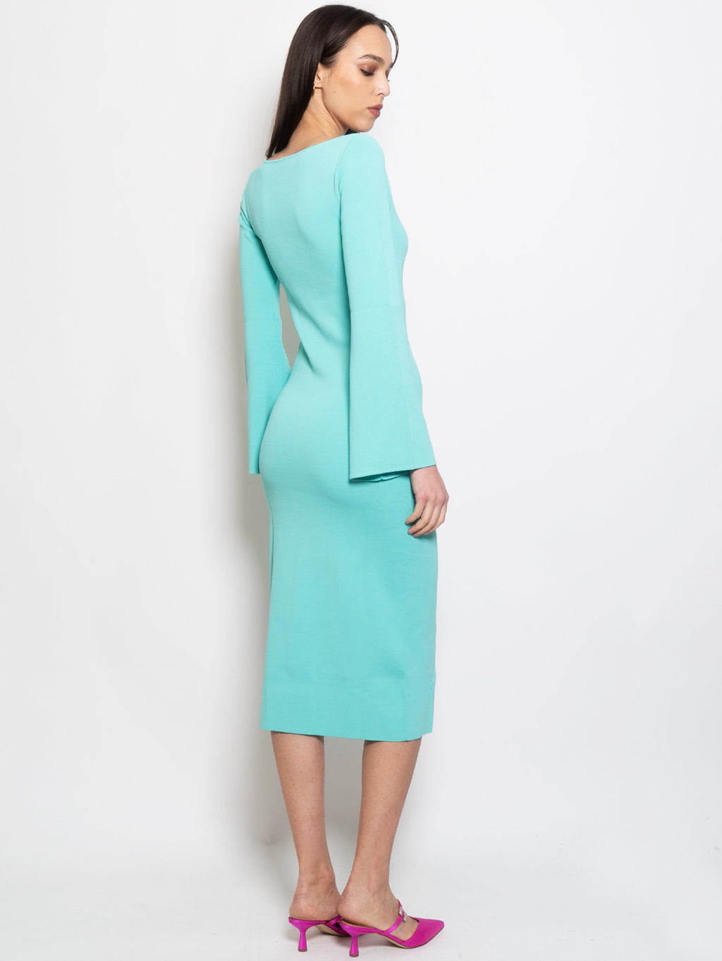 2026 New Arrival Abito Longuette in Maglia Verde Acqua