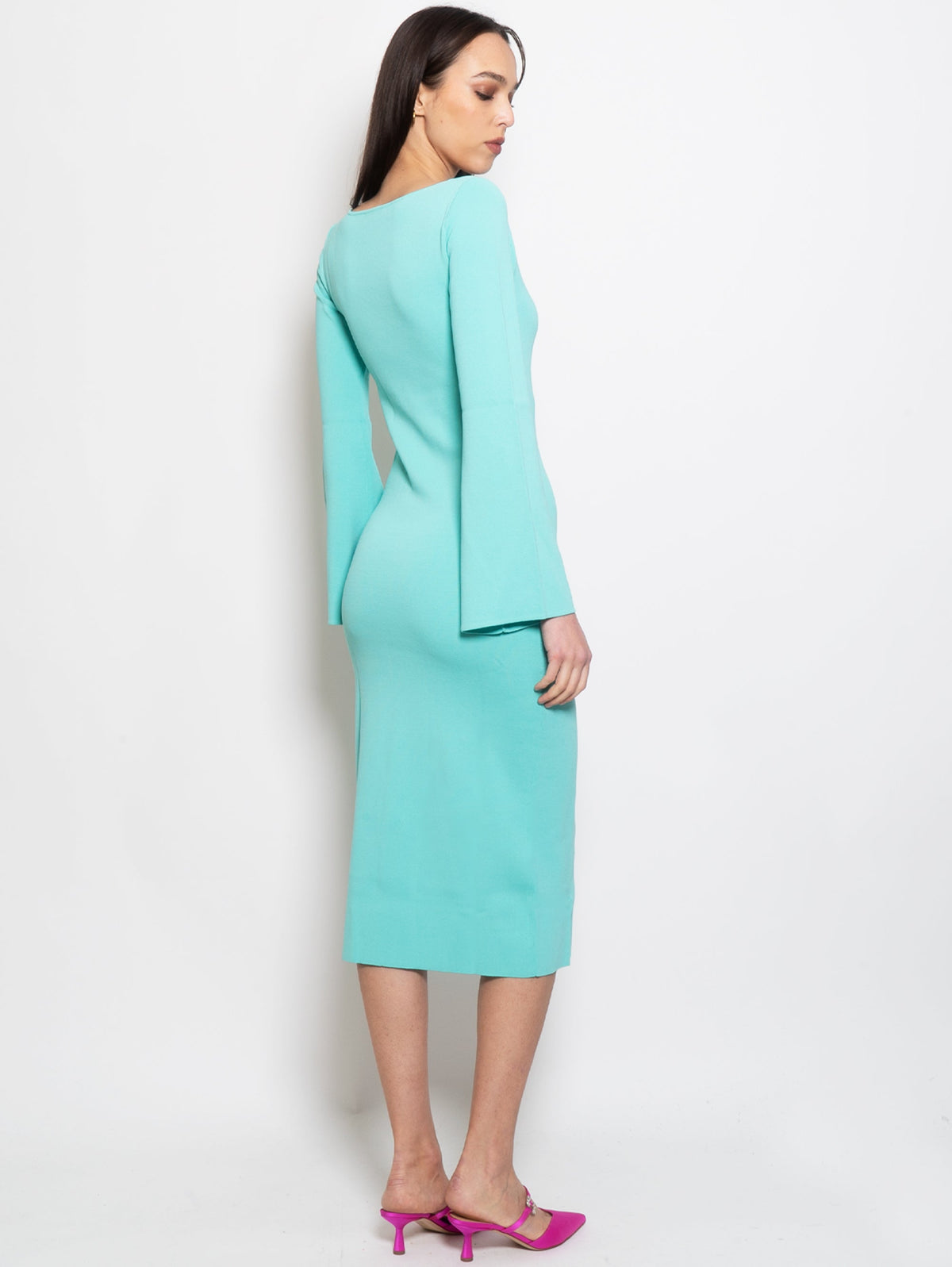 2026 New Arrival Abito Longuette in Maglia Verde Acqua