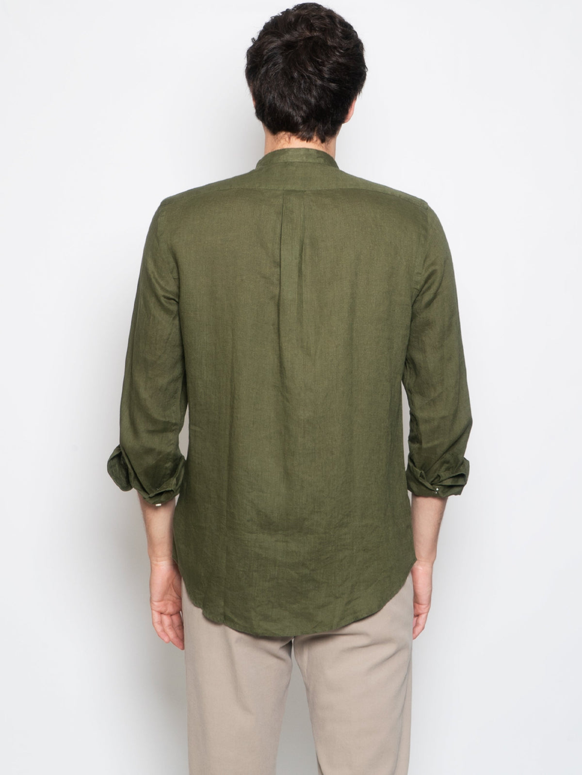 2026 New Arrival Camicia in Lino Collo Coreano Verde