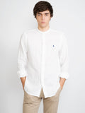 2026 New Arrival Camicia in Lino con Collo alla Coreana Bianco