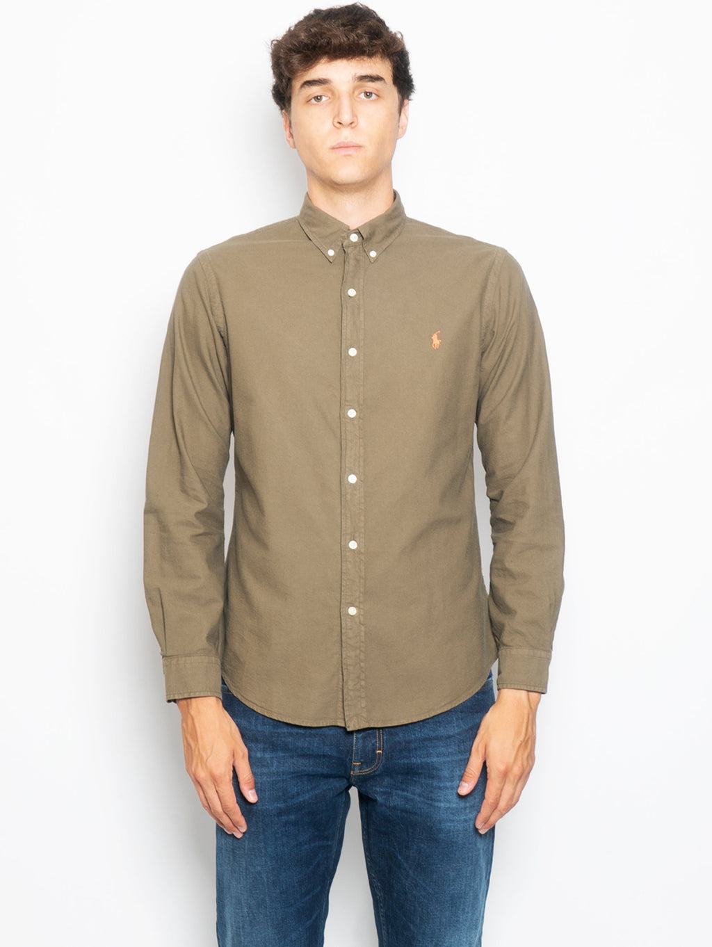 2026 New Arrival Camicia in Cotone Oxford Slim Fit Verde
