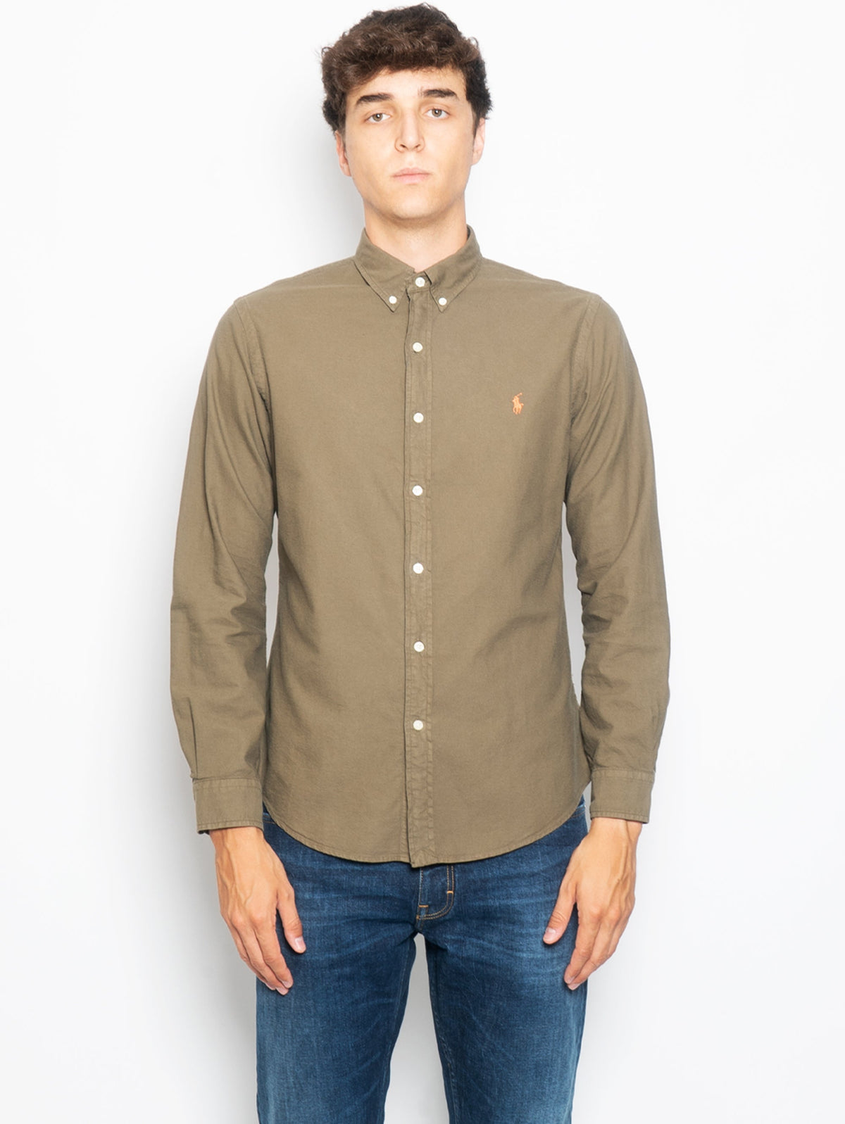 2026 New Arrival Camicia in Cotone Oxford Slim Fit Verde