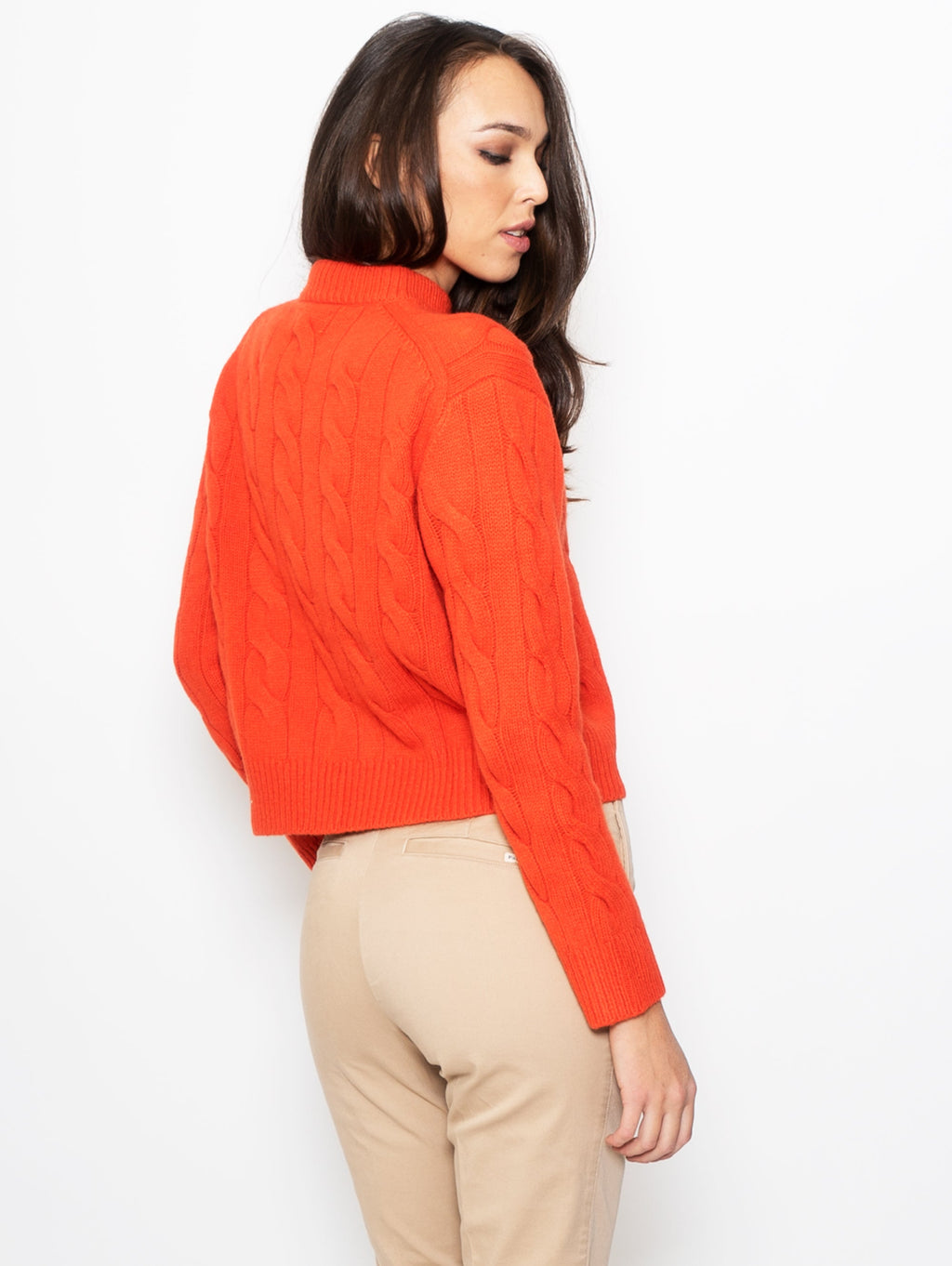 2026 New Arrival Maglia a Trecce con Collo a Lupetto Arancione
