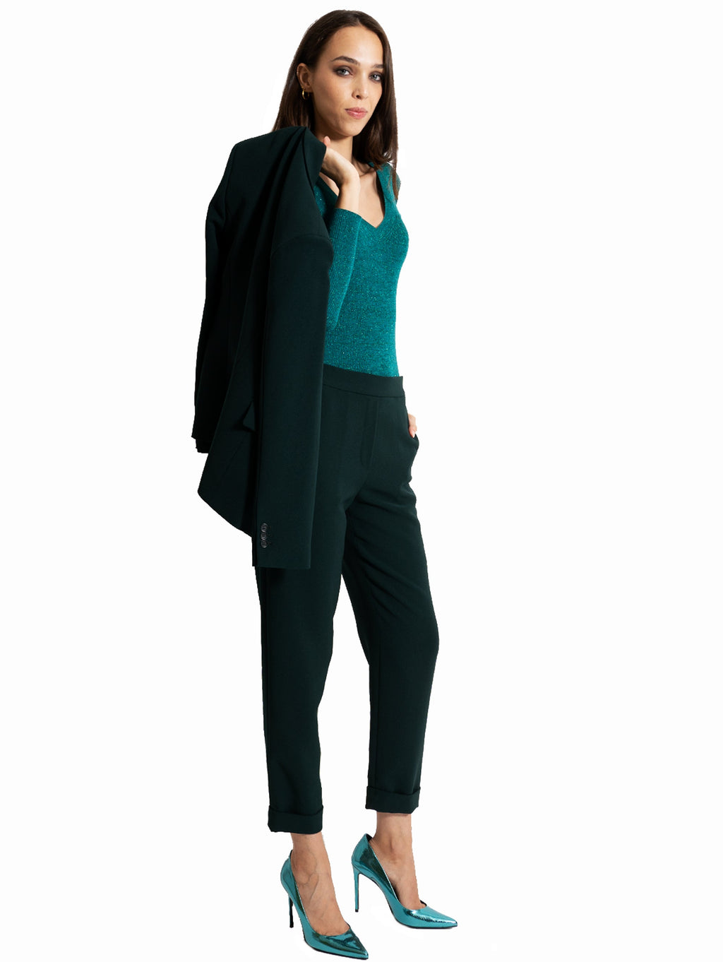 2026 New Arrival Pantaloni in Cady Crepe Verde