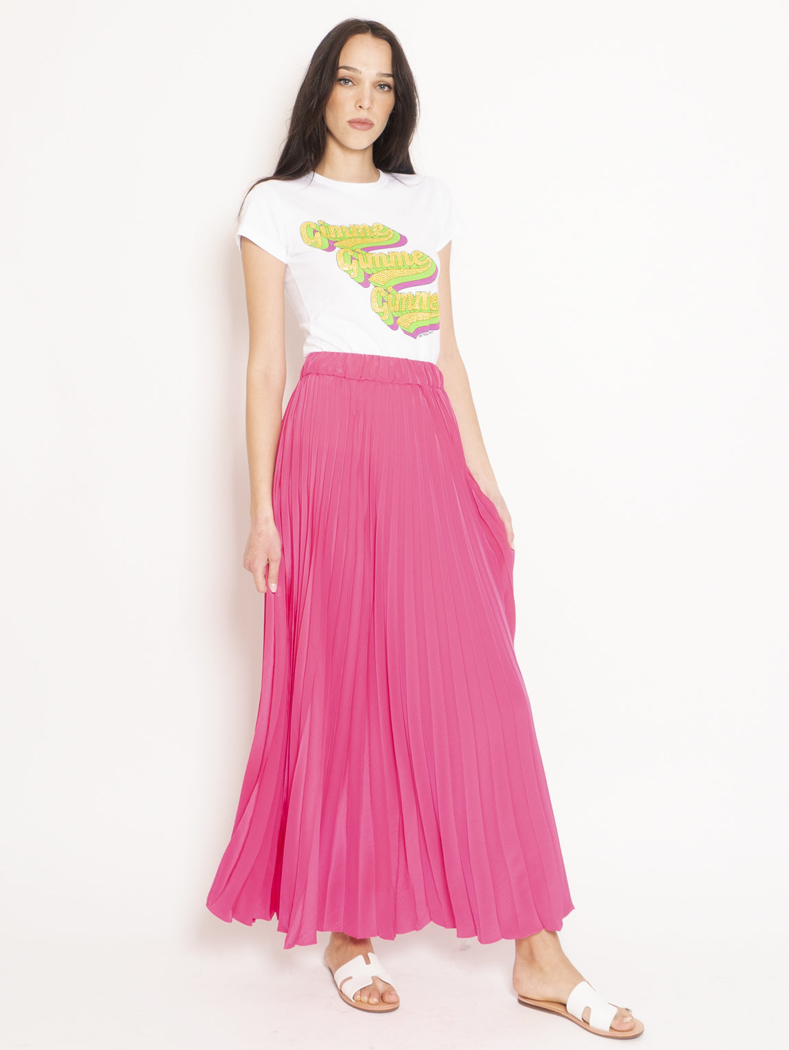 2026 New Arrival Gonna Lunga Plisse Poterex Fucsia