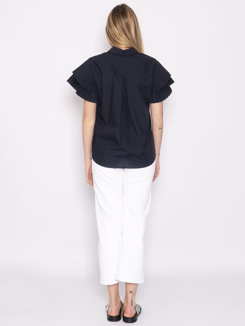 2026 New Arrival Camicia con Maniche Plissé Blu