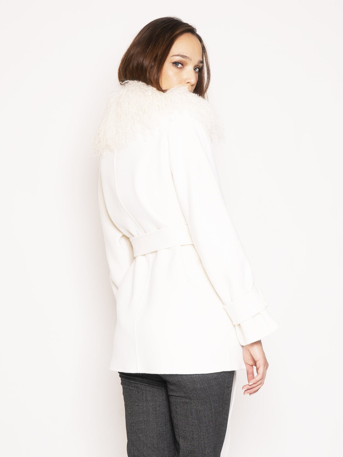 2026 New Arrival Cappotto con Collo in Mongolia - Bianco