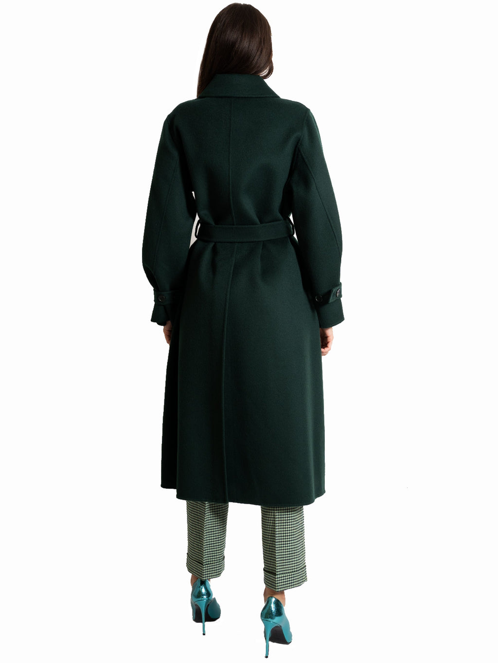 2026 New Arrival Cappotto Lungo in Doppio di Lana Verde Bottiglia