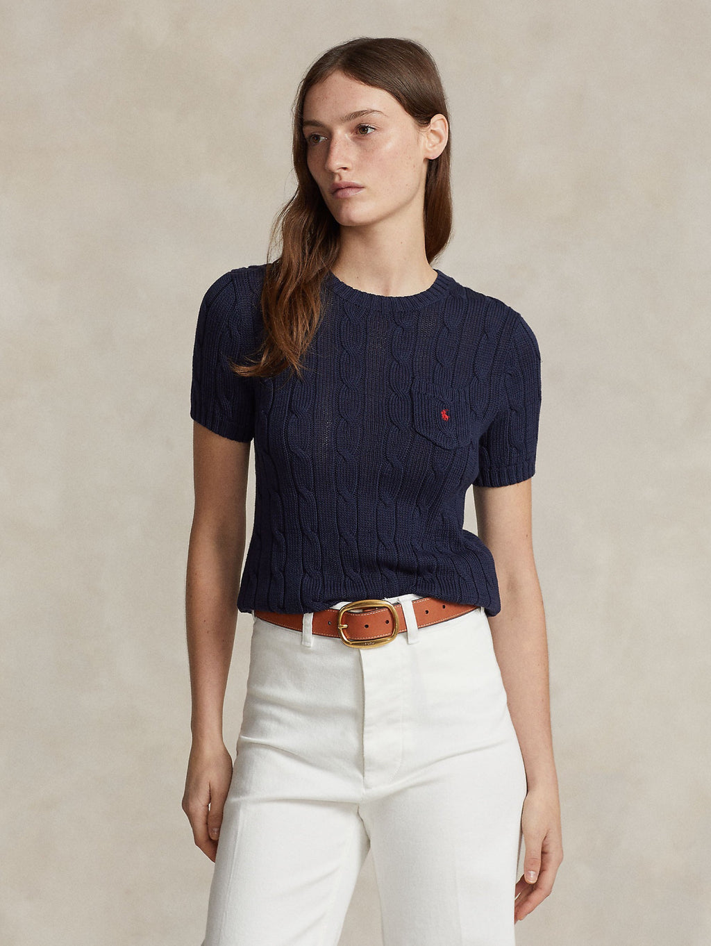 2026 New Arrival Maglia a Trecce con Maniche Corte Blu