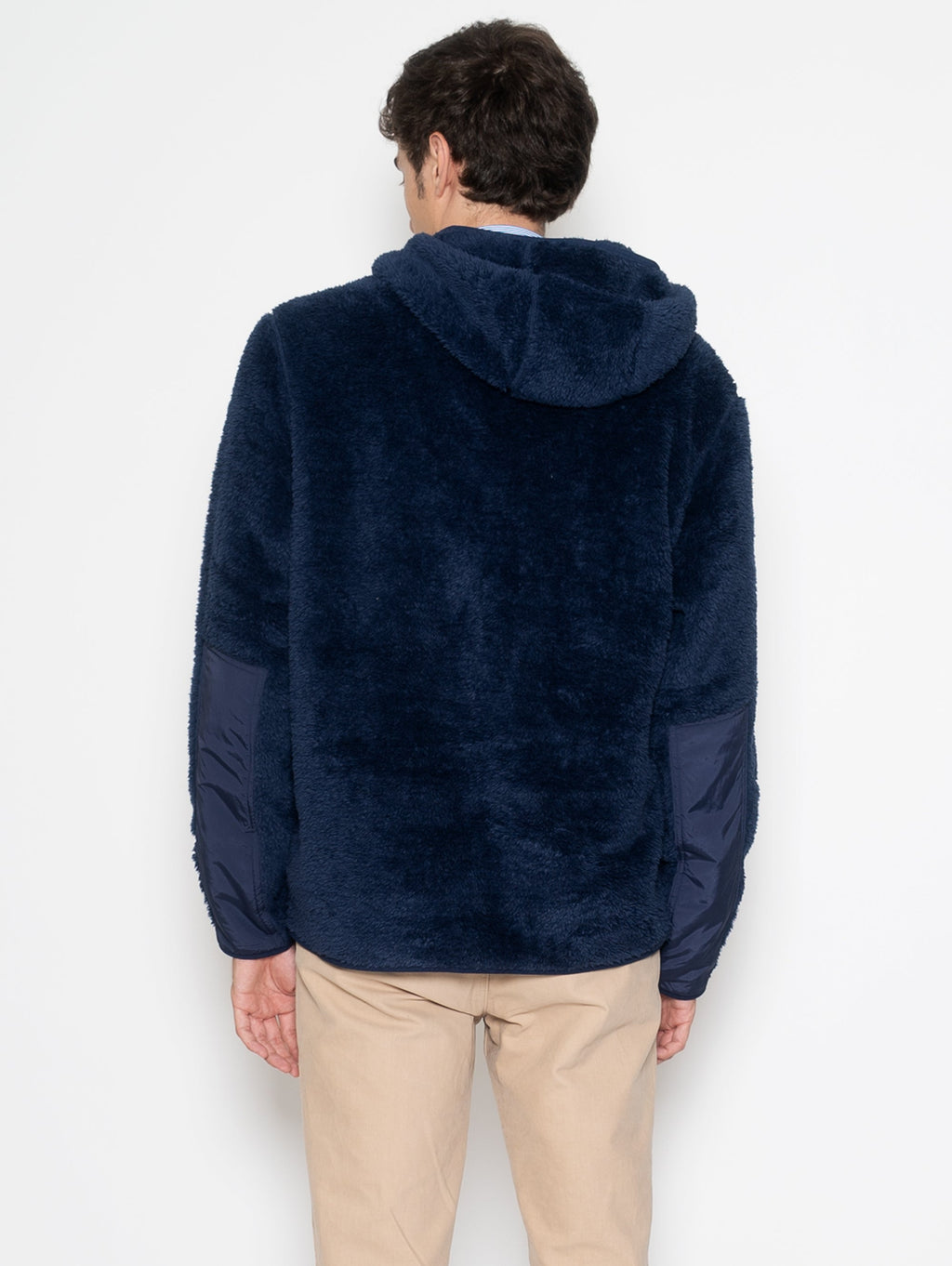 2026 New Arrival Felpa in Pile a Pelo Lungo con Cappuccio Navy