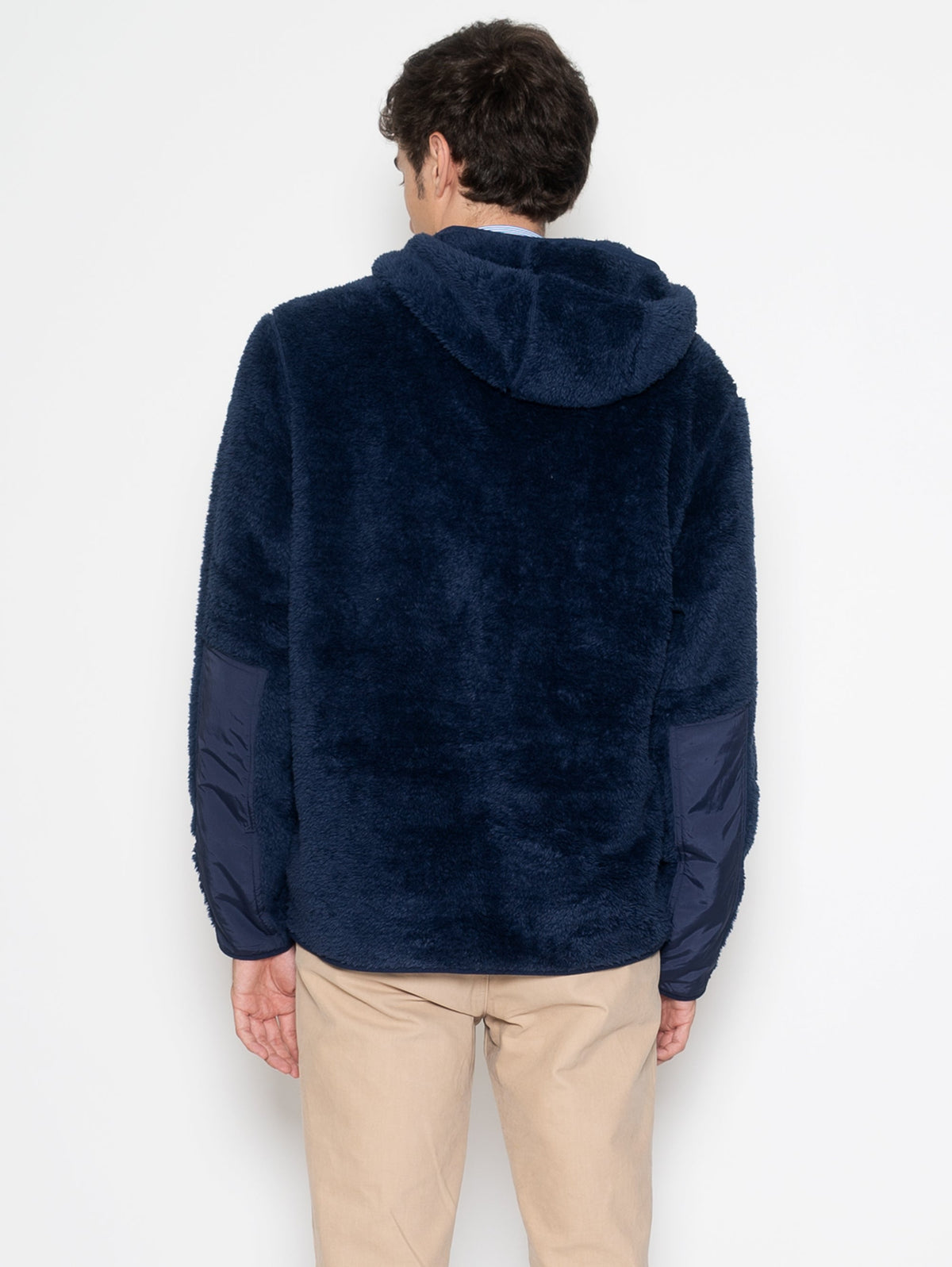 2026 New Arrival Felpa in Pile a Pelo Lungo con Cappuccio Navy