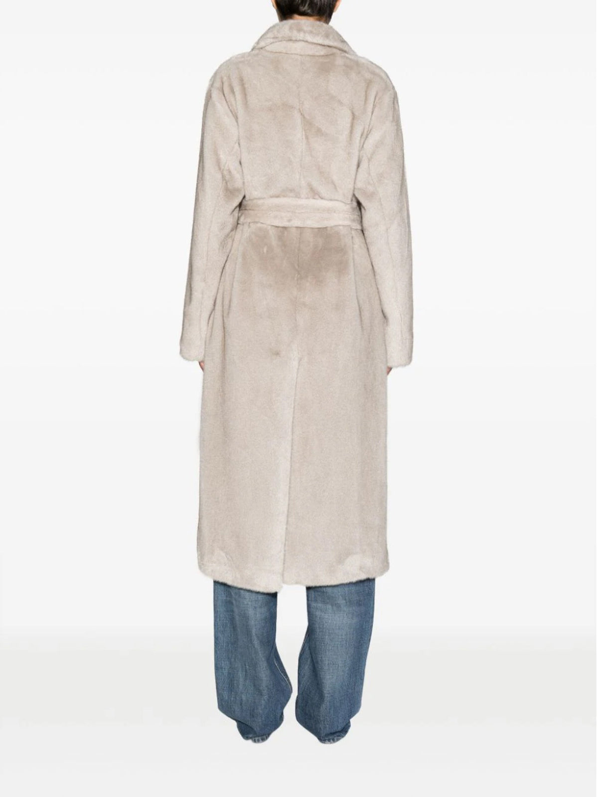 2026 New Arrival Cappotto con Cintura in Eco Pelliccia Grigio