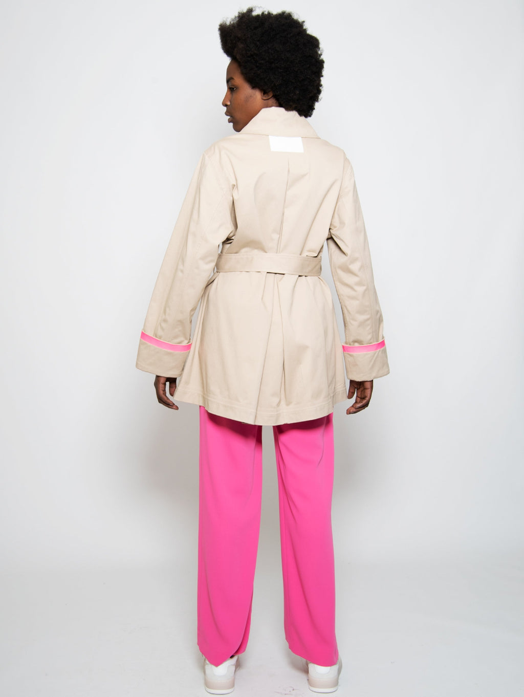 2026 New Arrival Trench con Bande Beige
