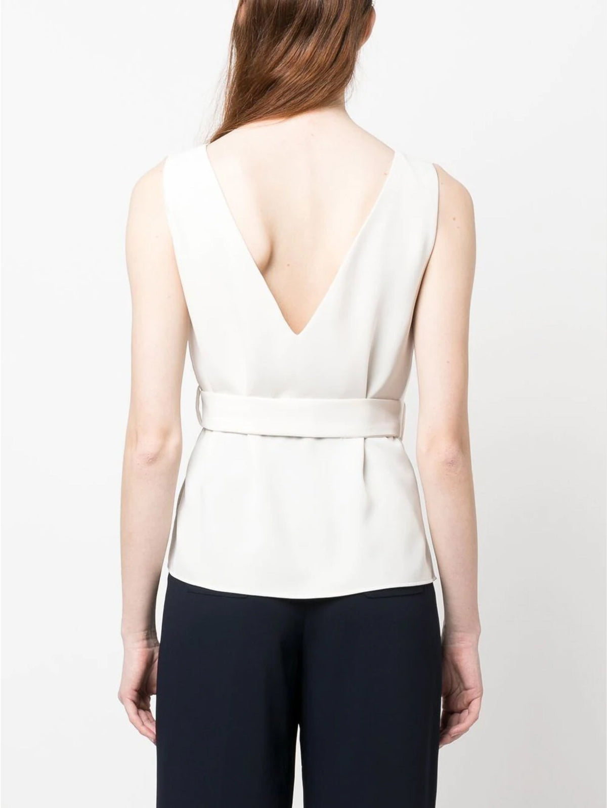 2026 New Arrival Top Senza Maniche con Cintura Panna