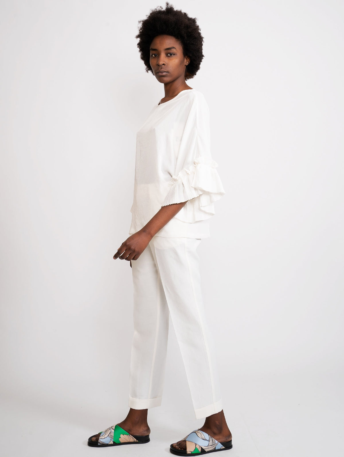 2026 New Arrival Blusa con Ruches Panna
