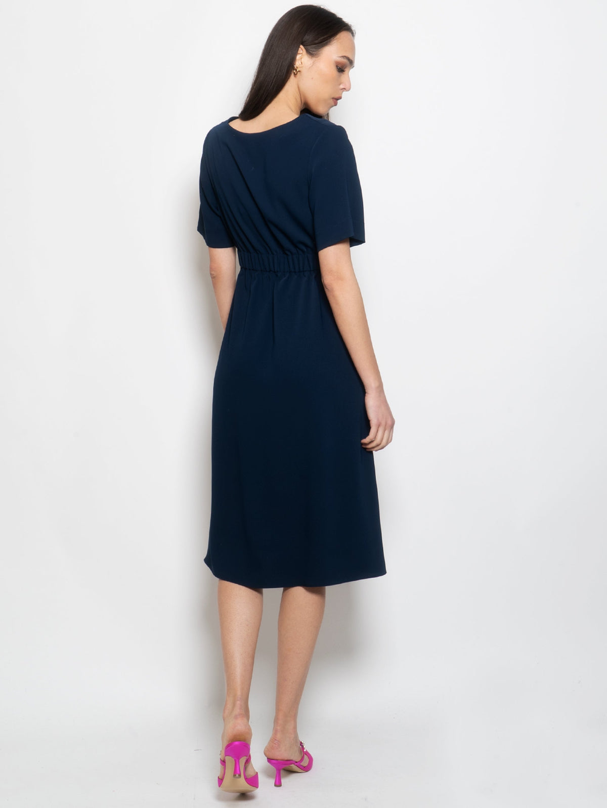 2026 New Arrival Abito Midi con Maniche Corte Blu