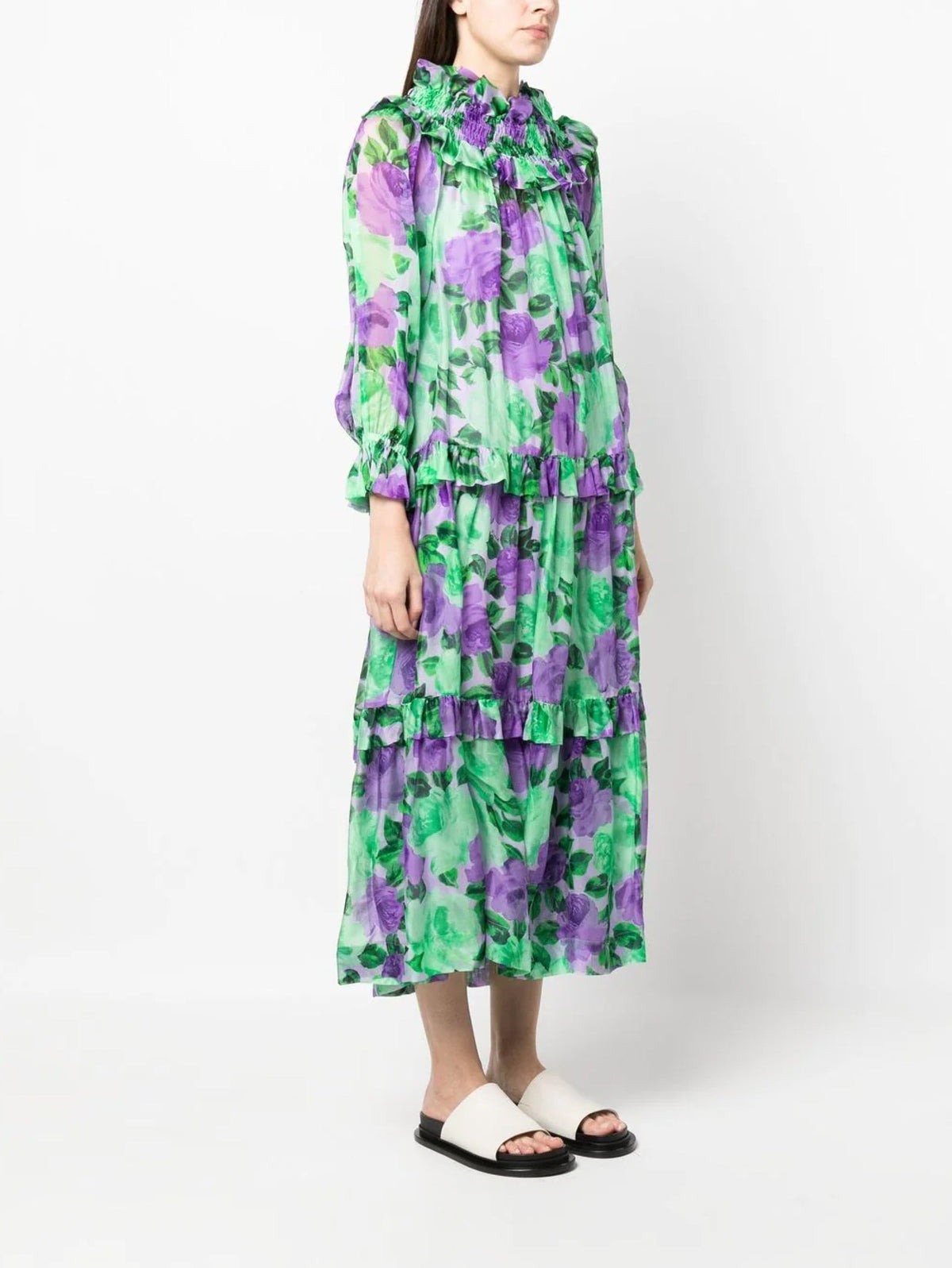 2026 New Arrival Abito in Seta Floreale Verde