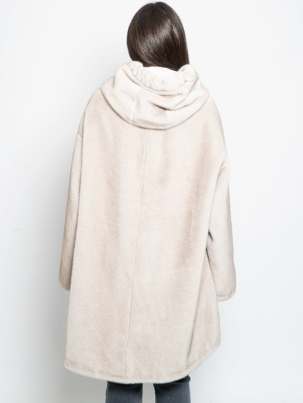2026 New Arrival Parka con Cappuccio in Eco Pelliccia Grigio