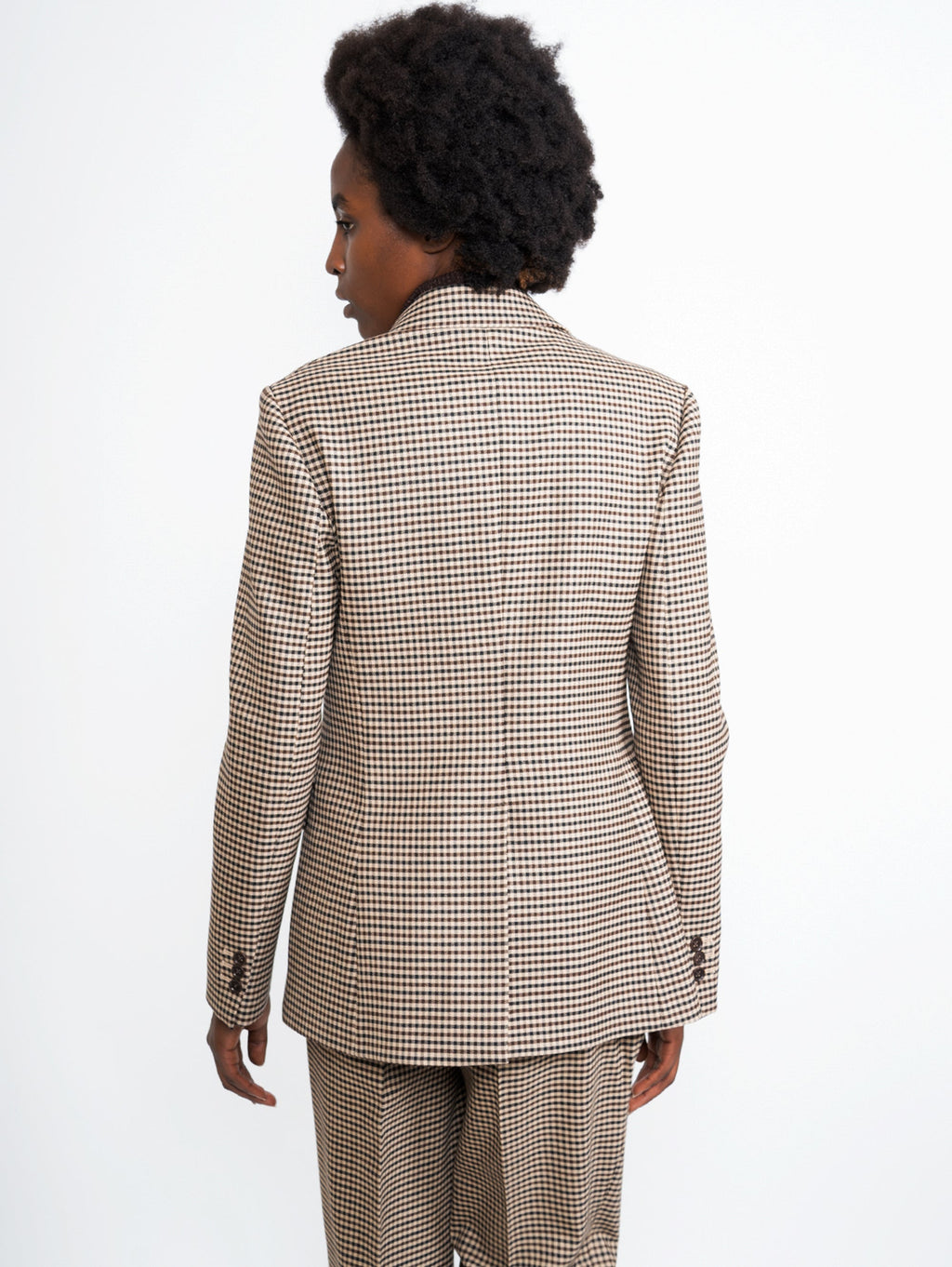 2026 New Arrival Giacca Doppio Petto Pied de Poule Beige