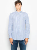 2026 New Arrival Camicia in Popeline Stretch Slim Fit Bianco/Blu