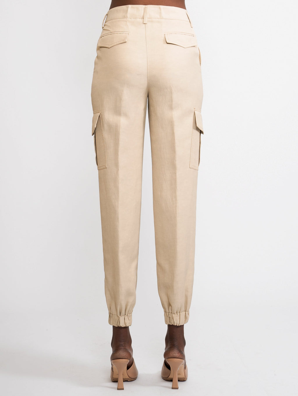 2026 New Arrival Pantalone Cargo in Misto Lino Beige