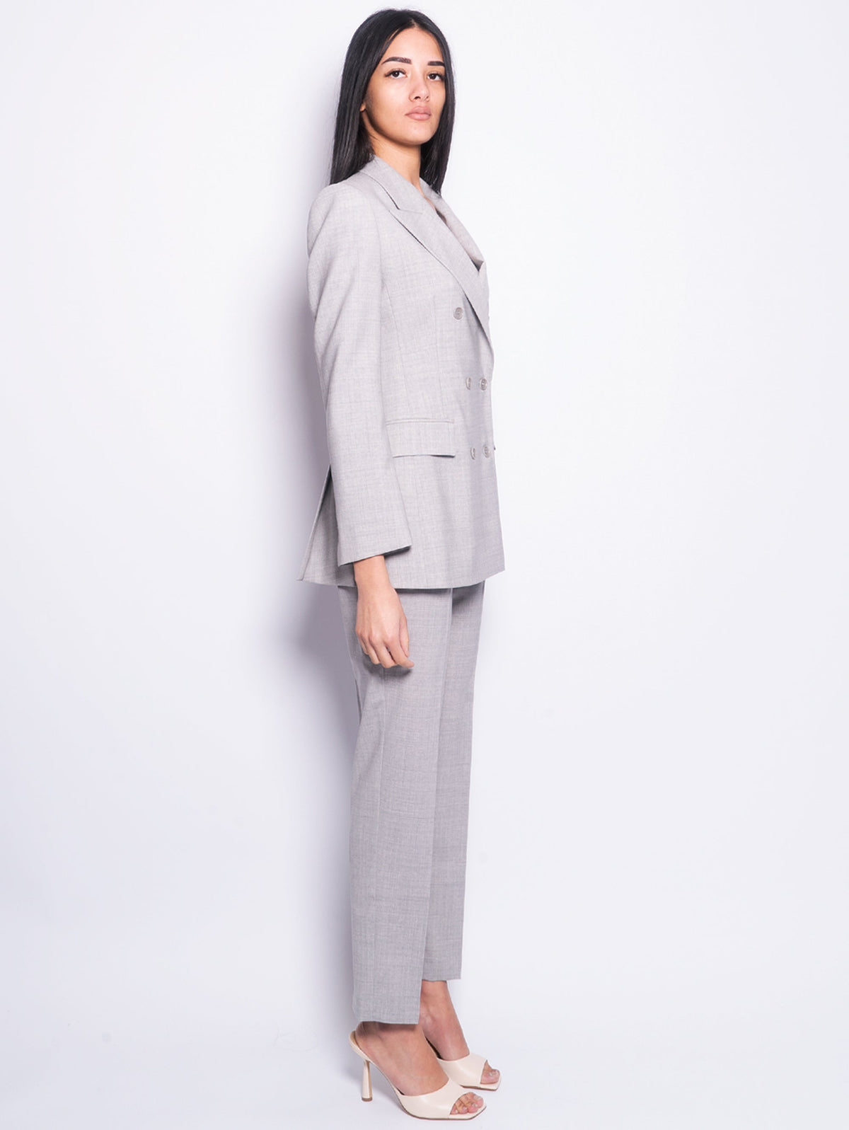 2026 New Arrival Pantaloni in Fresco Lana Grigio Mélange Chiaro