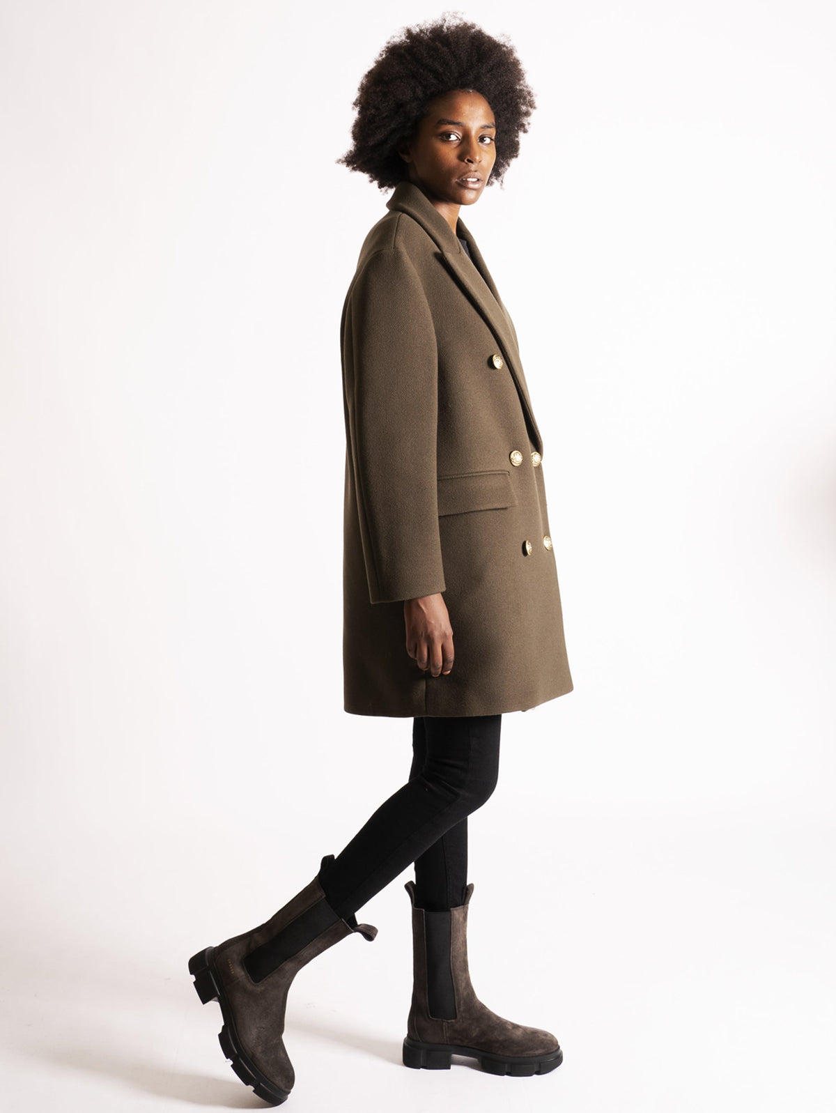 2026 New Arrival Peacoat in Lana Verde Militare