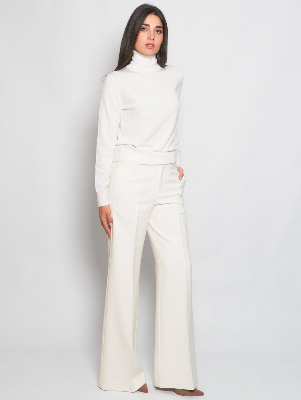2026 New Arrival Pantaloni Larghi in Viscosa Stretch Burro