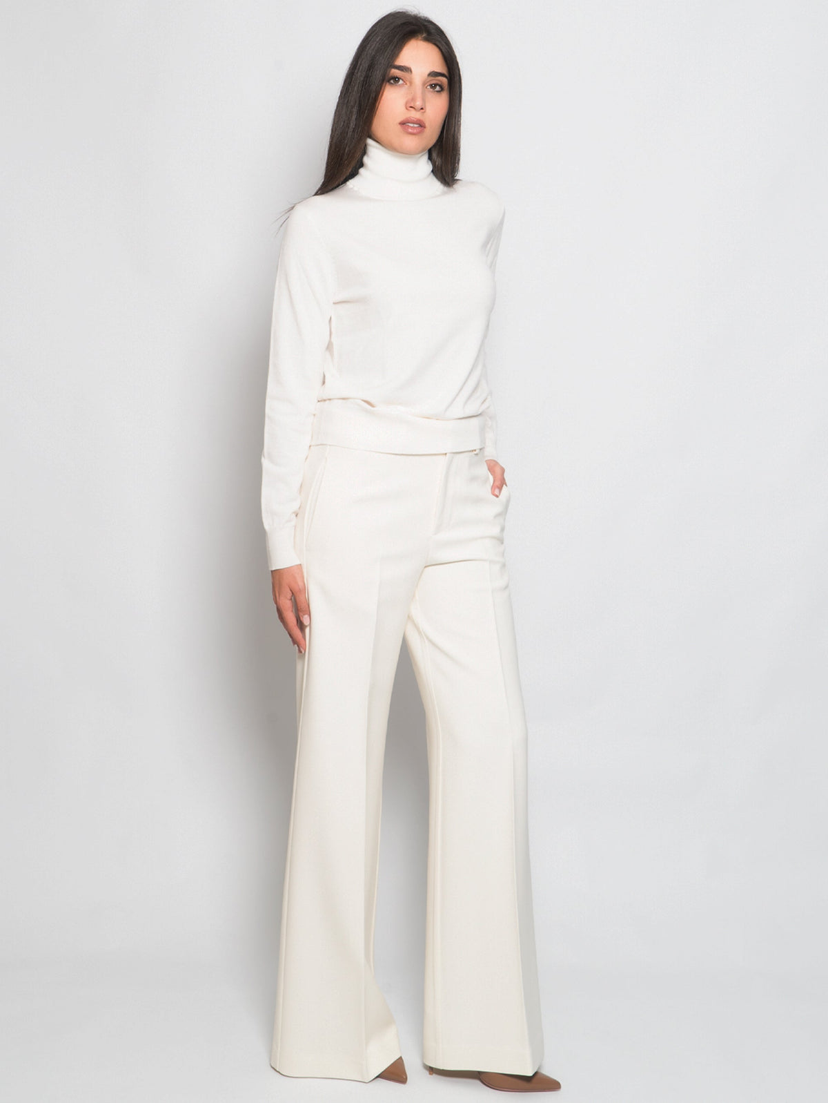 2026 New Arrival Pantaloni Larghi in Viscosa Stretch Burro