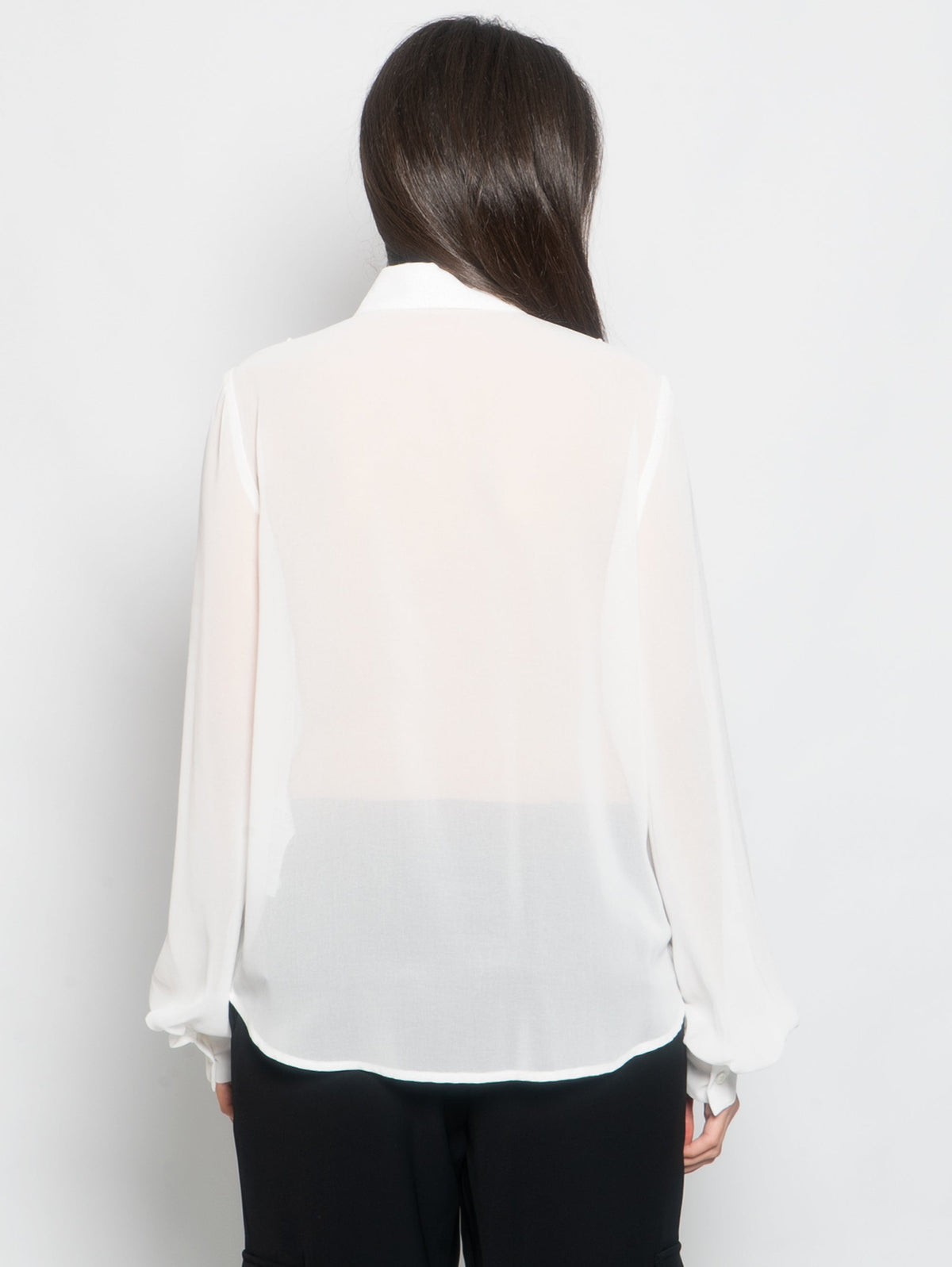 2026 New Arrival Camicia Velata con Dettagli in Pizzo Bianco