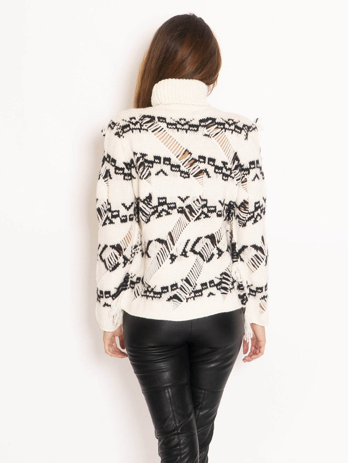 2026 New Arrival Maglia Collo Alto Effetto Consumato - Bianco
