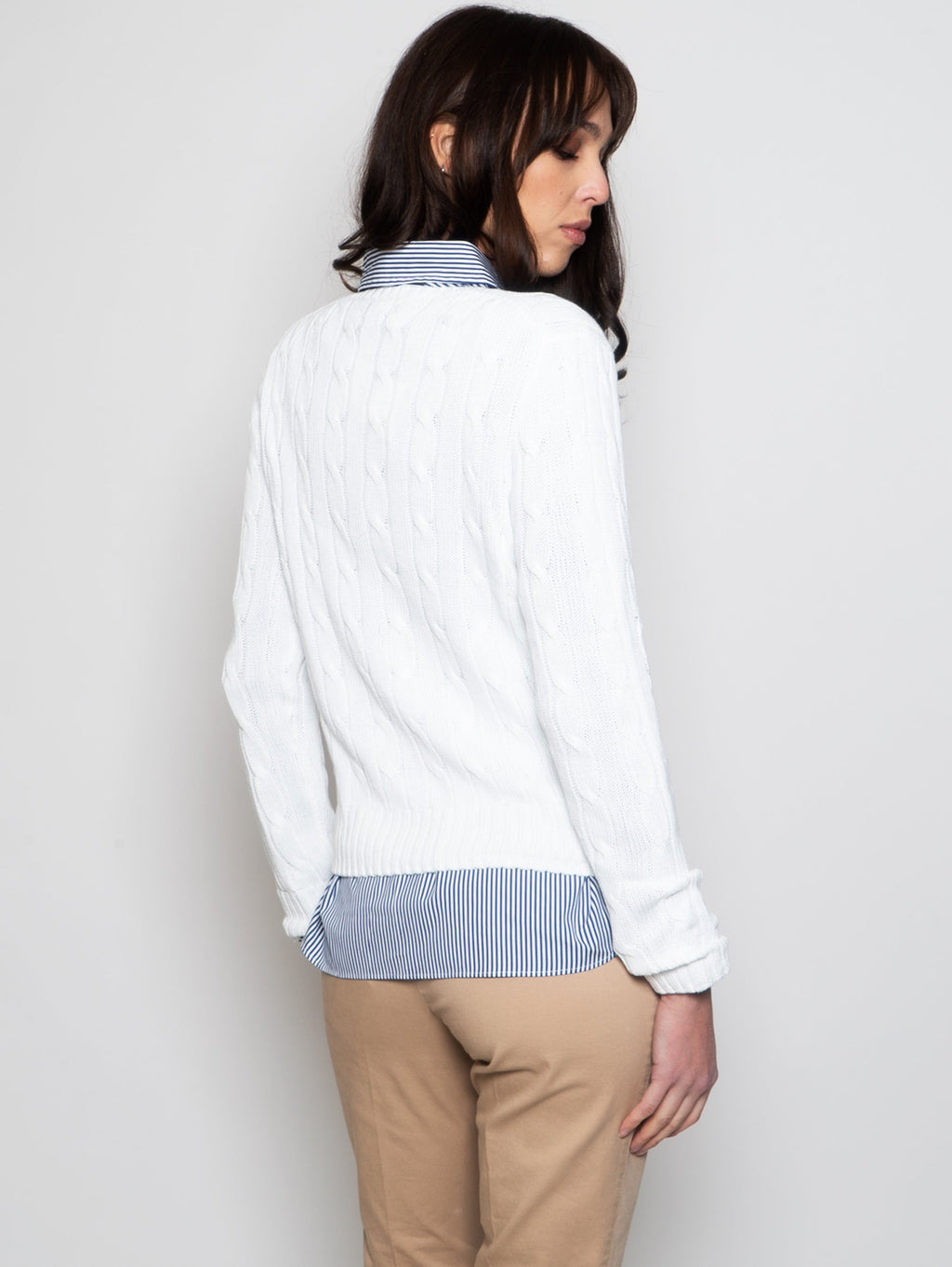 2026 New Arrival Maglia a Trecce in Cotone Bianco