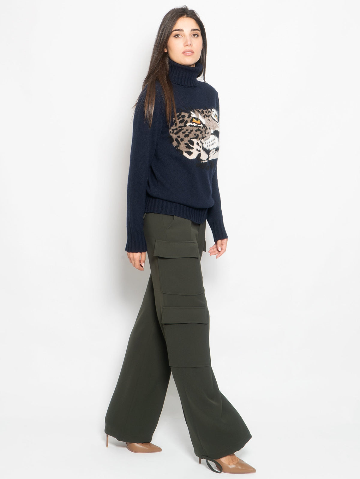 2026 New Arrival Pantaloni Cargo Ampi Verde Oliva