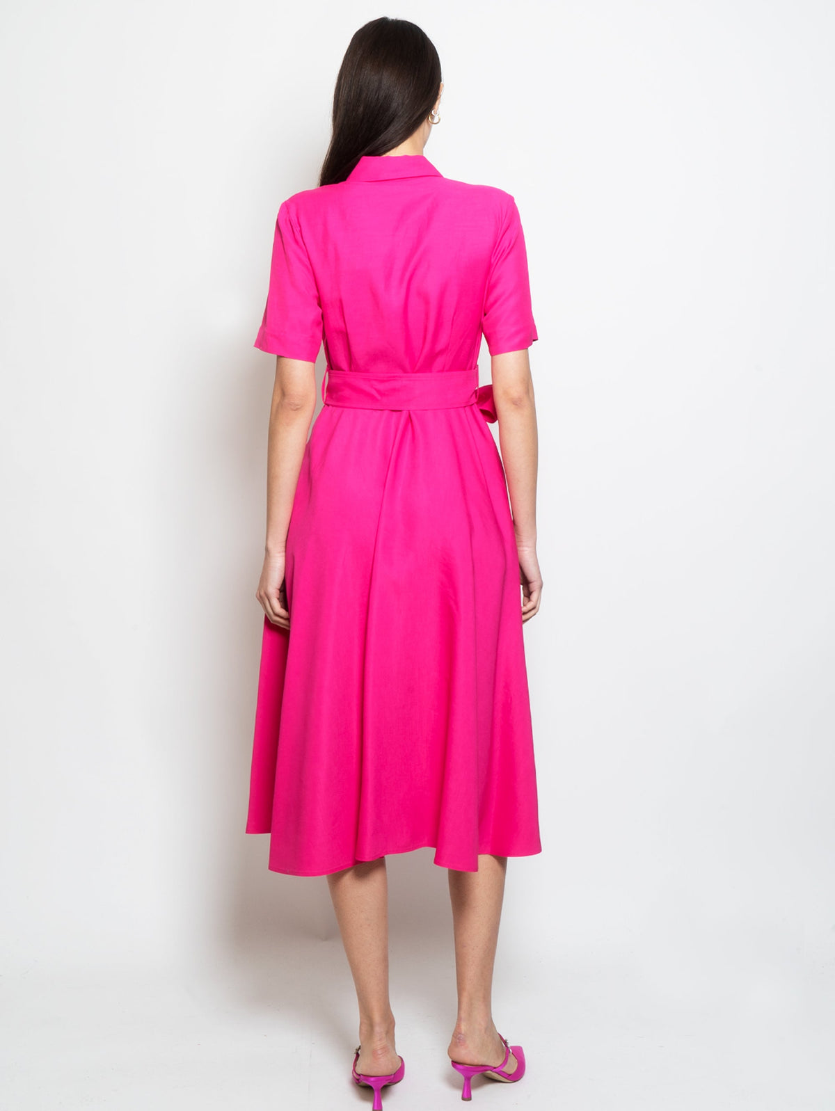 2026 New Arrival Abito Longuette Chemisier Fucsia