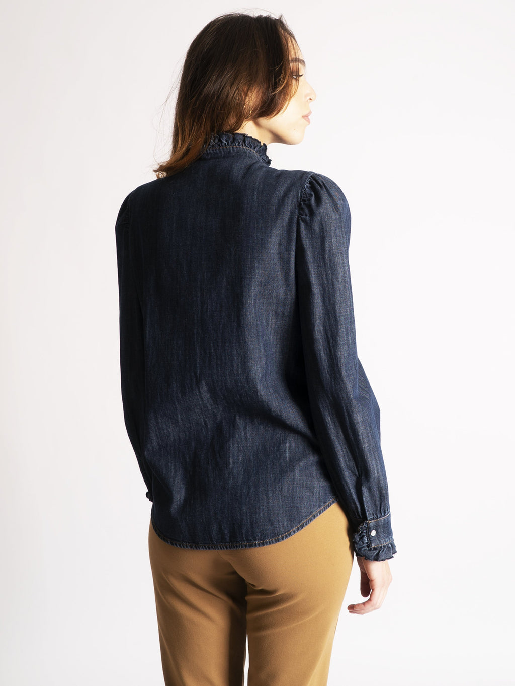 2026 New Arrival Camicia con Rouches Blu
